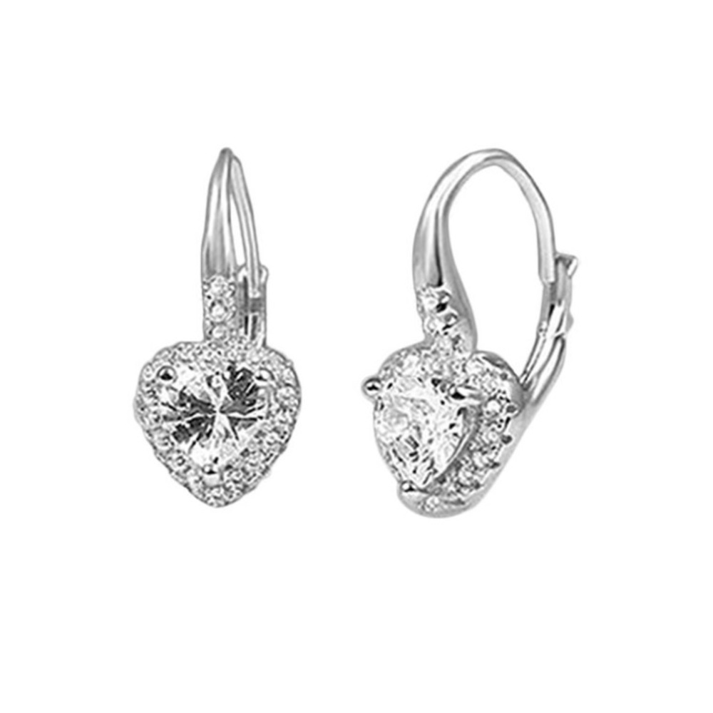 ⭐️ Silvertone Heart Drop Earrings with Swarovski ⭐️